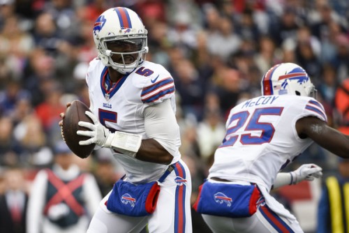 Tyrod Taylor played one of his best games as a Bill Sunday. (Getty Images)